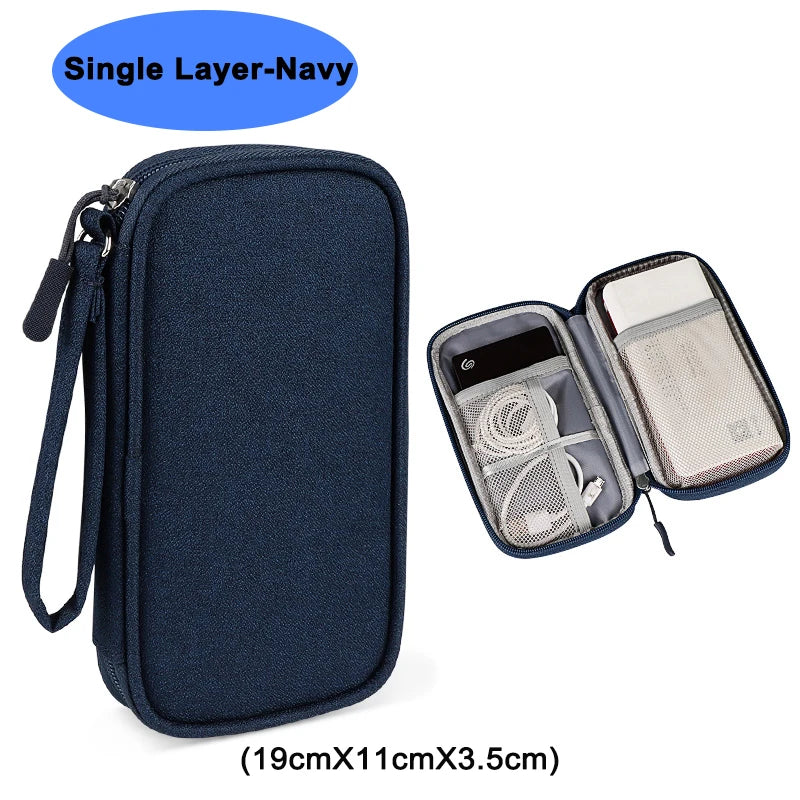 Double Layer Travel Cable Organizer – Waterproof Electronics Bag