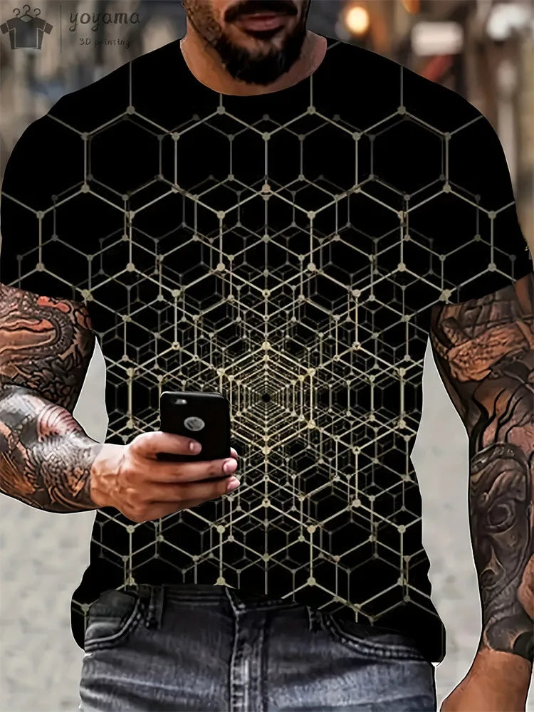 Men's 3D Printed Gradient Streetwear T-Shirt