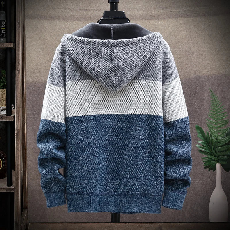 Luxury Men's Hooded Cardigan Sweater - Stylish & Functional