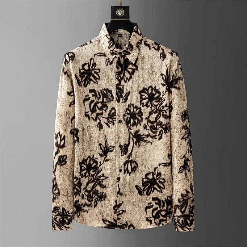 Luxury Korean Men's Printed Casual Shirt