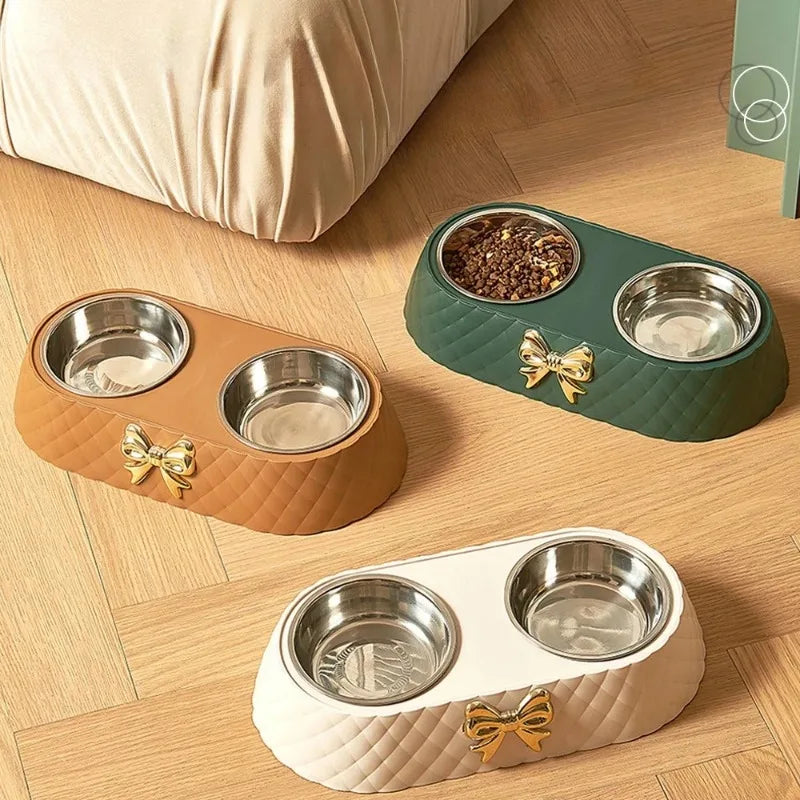 Double Pet Food and Water Bowl for Dogs and Cats Non-Slip Design
