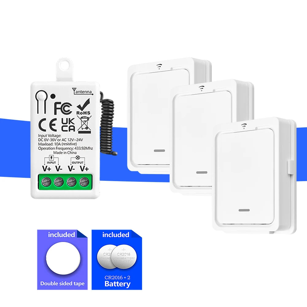 433MHz RF Wireless Remote Relay Switch Module (6–36V, 1CH)
