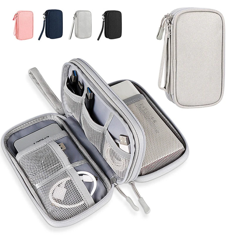 Double Layer Travel Cable Organizer – Waterproof Electronics Bag
