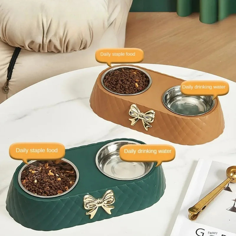 Double Pet Food and Water Bowl for Dogs and Cats Non-Slip Design