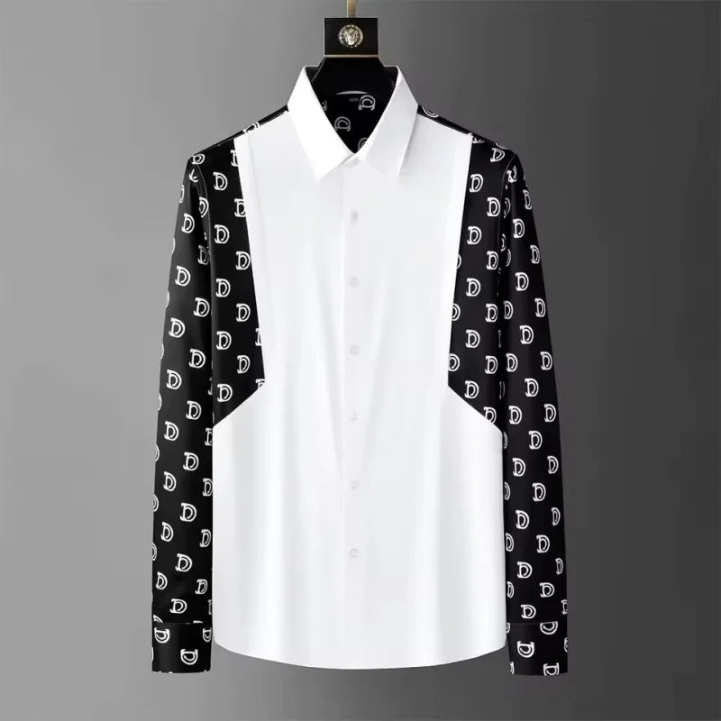 Luxury Korean Men's Printed Casual Shirt