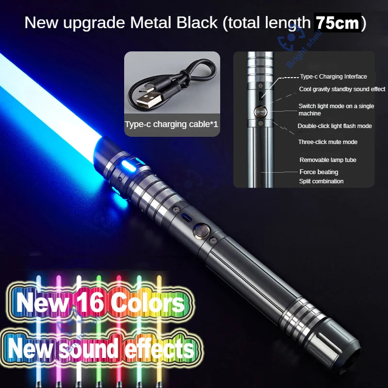 RGB Metal Lightsaber Laser Sword – 15 Color Change with Sound Effects