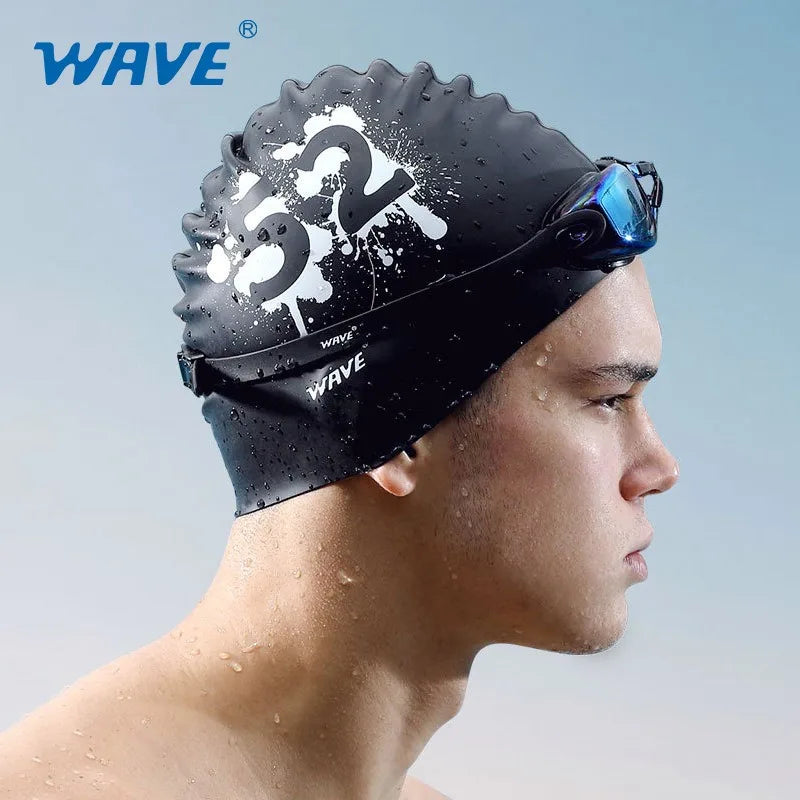 Waterproof Silicone Swim Cap for Men and Women with Printed Design