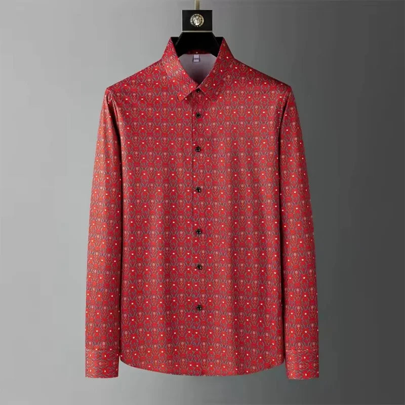 Luxury Korean Men's Printed Casual Shirt