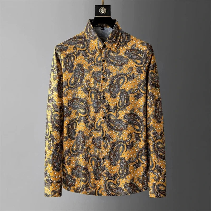Luxury Korean Men's Printed Casual Shirt