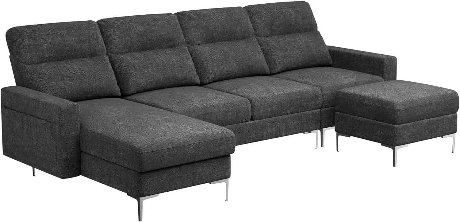 Convertible U-Shaped Modular Sofa Set with Double Chaise