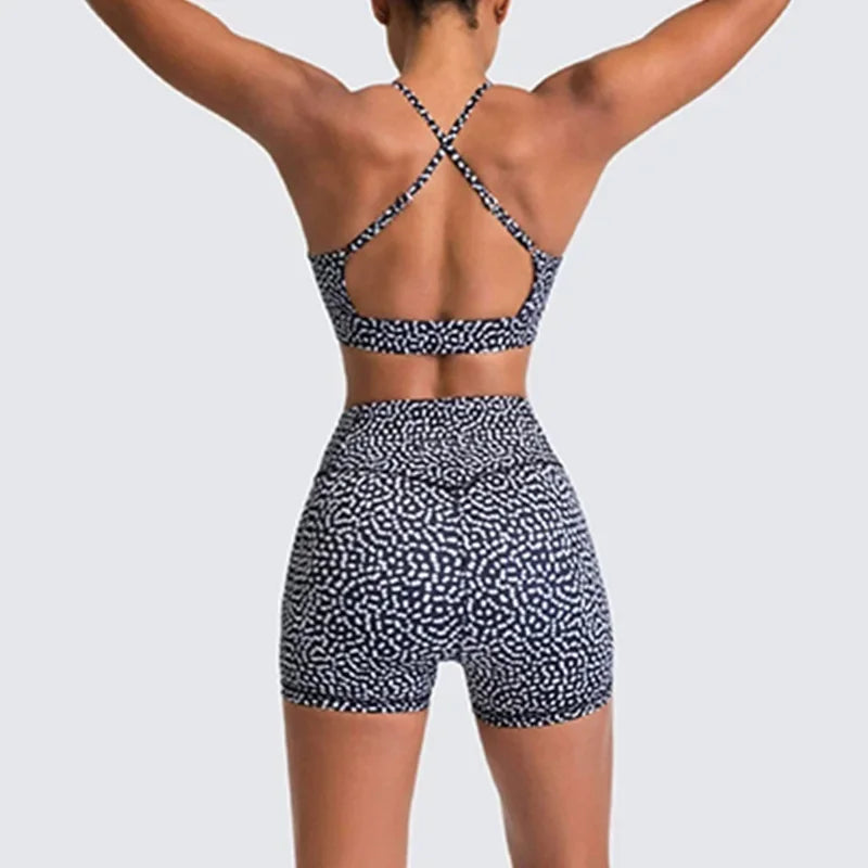 Leopard Print Yoga Set for Women Two Piece