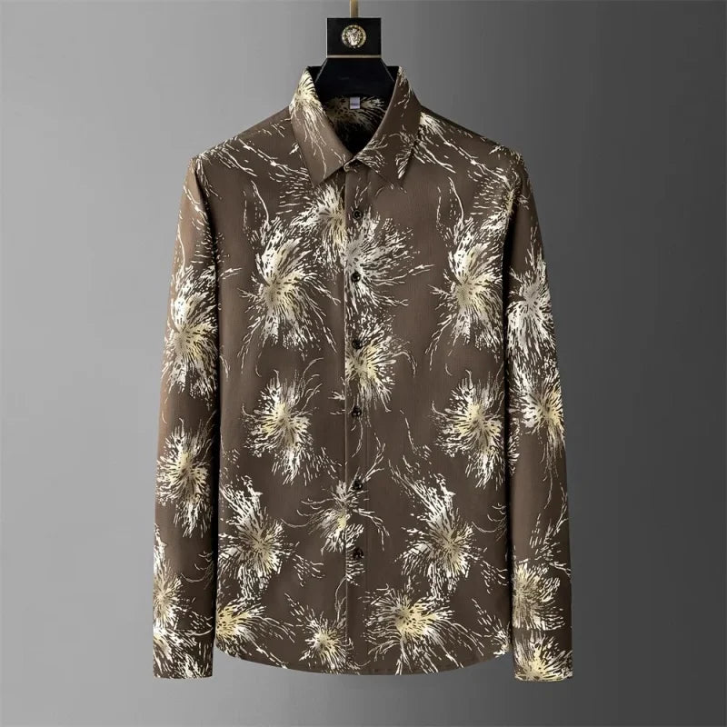 Luxury Korean Men's Printed Casual Shirt