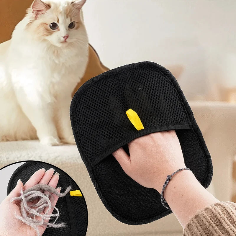 Pet Grooming Gloves & Hair Remover Brush for Cats and Dogs – Gentle Deshedding Tool
