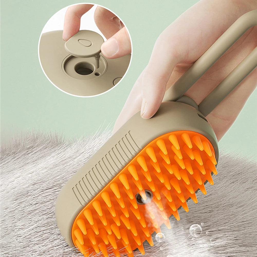 3-in-1 Electric Dog Grooming Brush with Spray & Hair Removal