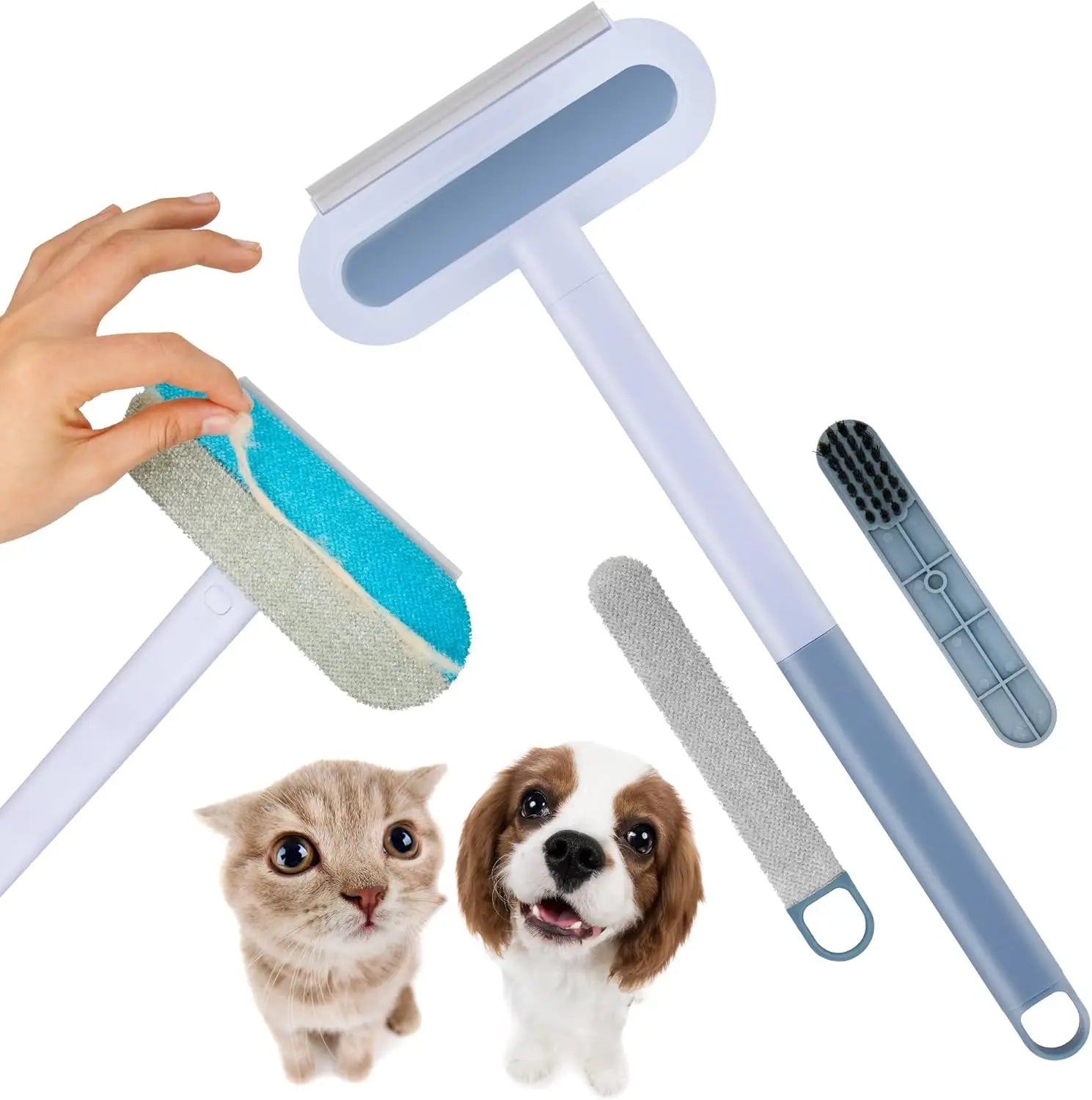 4-in-1 Long Handle Pet Hair Remover Brush for Dogs and Cats