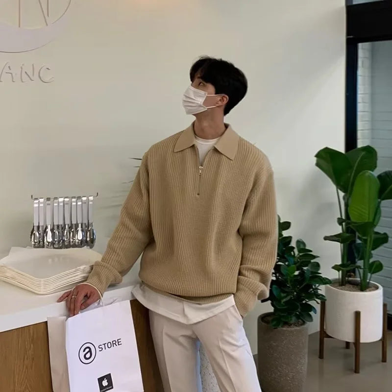 Men Korean Fashion Knitwear - Casual Pullover Sweater