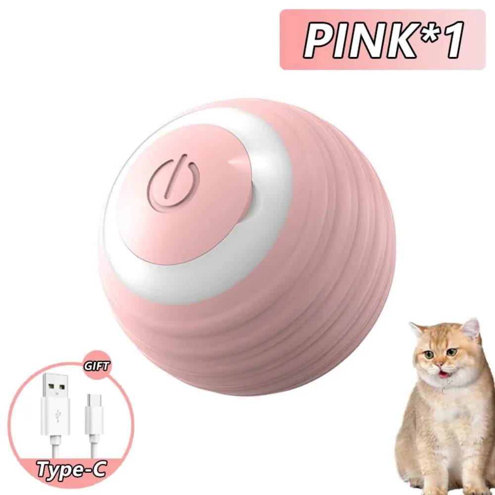 Smart Rechargeable Cat Toy Ball with Moving Tail and Auto Rolling