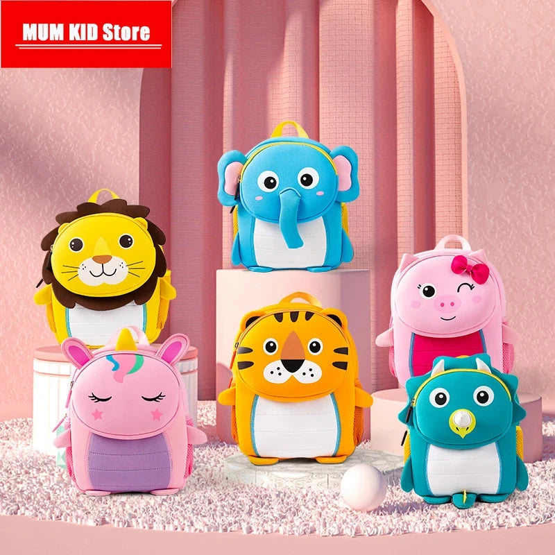 3D Animal Kids School Backpack – Mini Kindergarten Book Bag for Boys & Girls