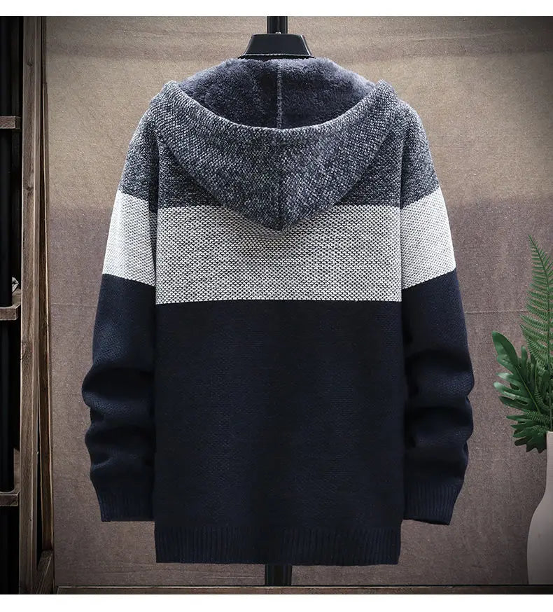 Luxury Men's Hooded Cardigan Sweater - Stylish & Functional