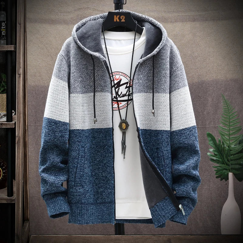 Luxury Men's Hooded Cardigan Sweater - Stylish & Functional