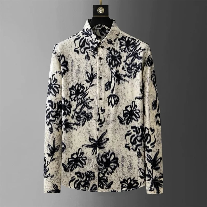 Luxury Korean Men's Printed Casual Shirt